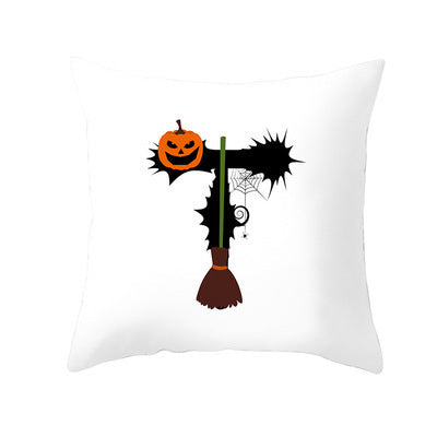 KTX-358483 Halloween Pumpkin Cartoon Peach Skin Pillowcase for Home and Office Décor, 45x45cm