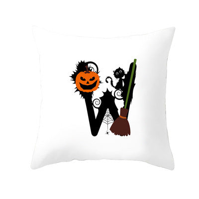 KTX-358483 Halloween Pumpkin Cartoon Peach Skin Pillowcase for Home and Office Décor, 45x45cm