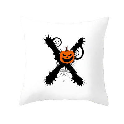 KTX-358483 Halloween Pumpkin Cartoon Peach Skin Pillowcase for Home and Office Décor, 45x45cm