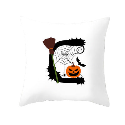 KTX-358483 Halloween Pumpkin Cartoon Peach Skin Pillowcase for Home and Office Décor, 45x45cm