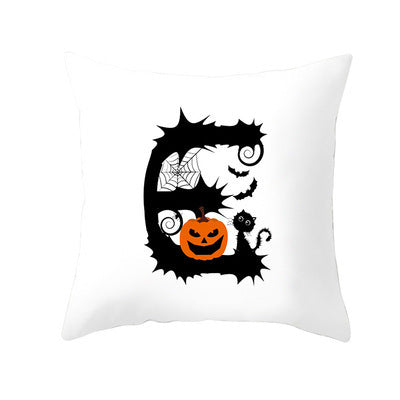 KTX-358483 Halloween Pumpkin Cartoon Peach Skin Pillowcase for Home and Office Décor, 45x45cm