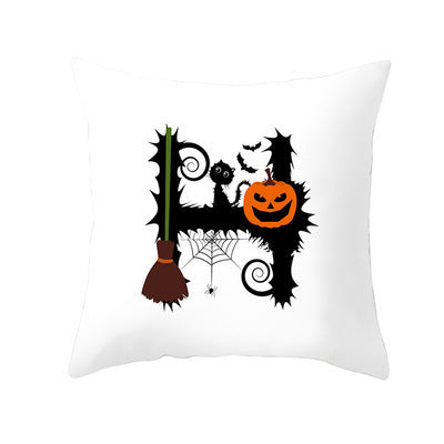 KTX-358483 Halloween Pumpkin Cartoon Peach Skin Pillowcase for Home and Office Décor, 45x45cm