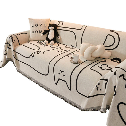 KTX-358995 Full Coverage Anti-Scratching Sofa Cover in Stripes and Cartoon Designs