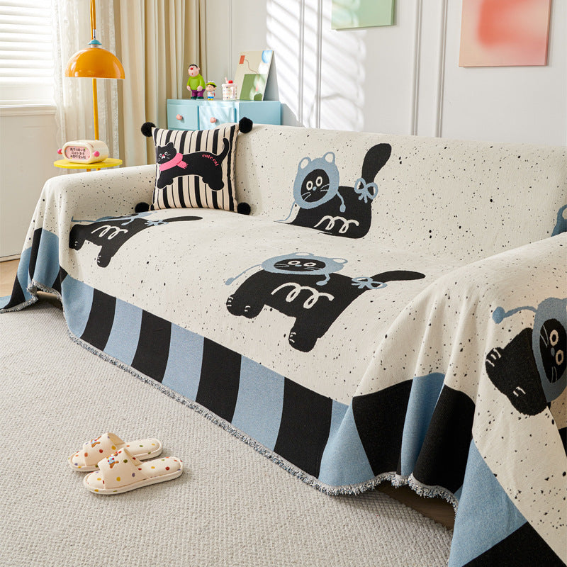 KTX-358995 Full Coverage Anti-Scratching Sofa Cover in Stripes and Cartoon Designs