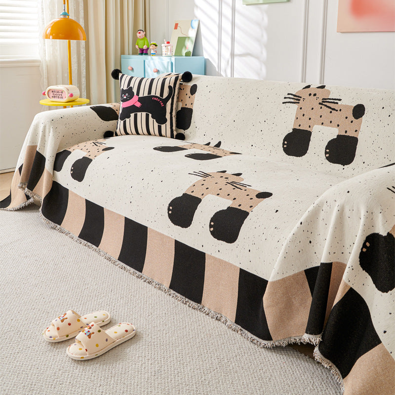 KTX-358995 Full Coverage Anti-Scratching Sofa Cover in Stripes and Cartoon Designs