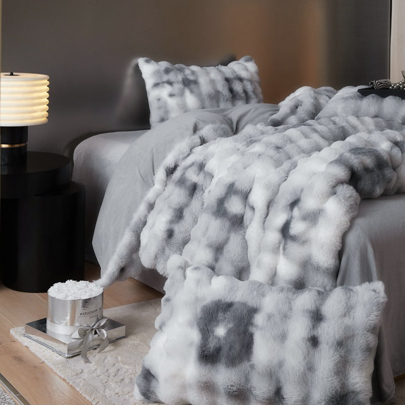 KTX-359571 Fur Velvet Fitted Sheet Set - Four-Piece Bedding Collection for 1.5m, 1.8m, and 2.0m Beds