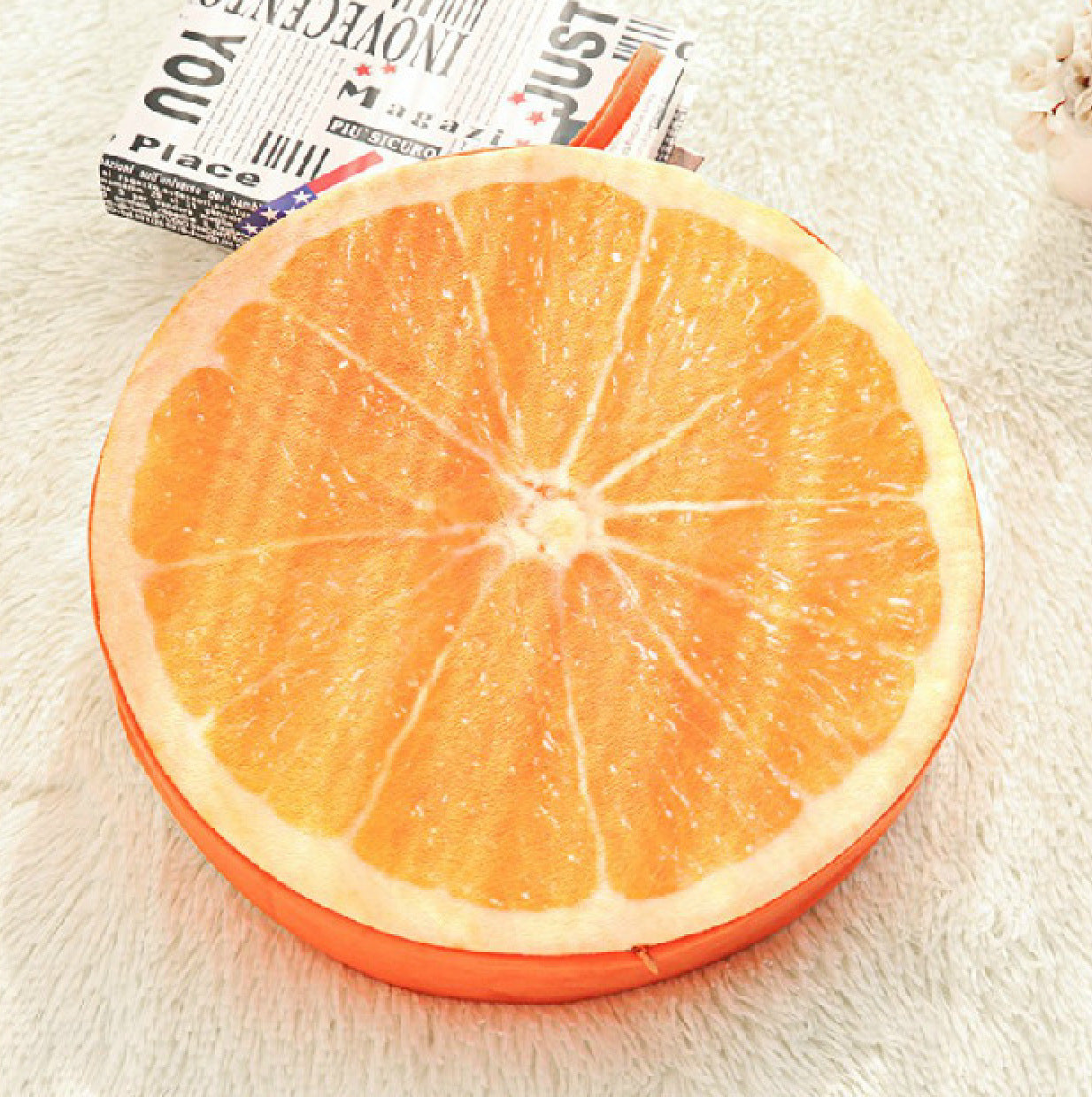 KTX-360147 3D Fruit-Patterned Memory Foam Cushion Pillow - Removable and Washable Tatami Style