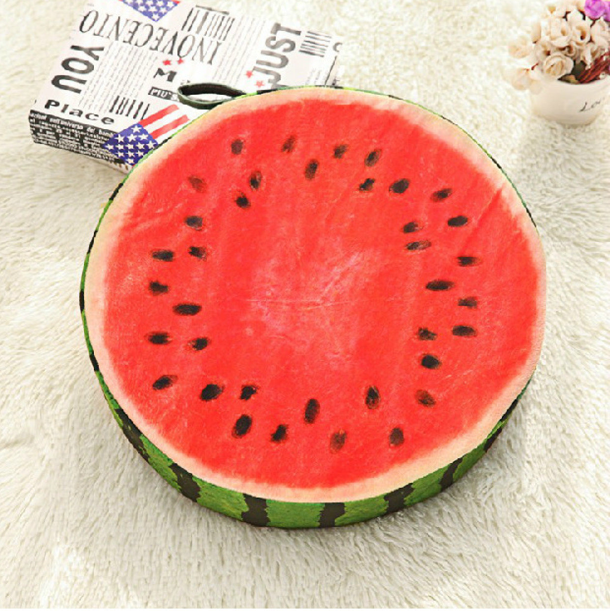 KTX-360147 3D Fruit-Patterned Memory Foam Cushion Pillow - Removable and Washable Tatami Style