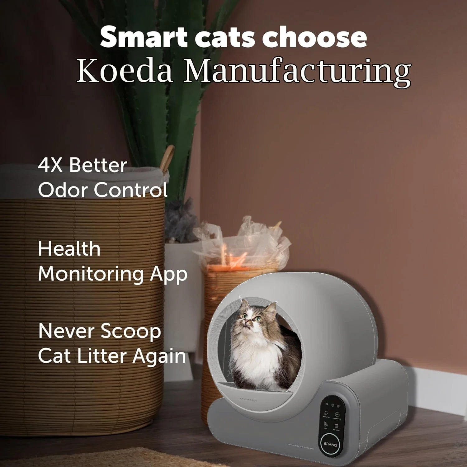 KTX-360531 Automatic Self-Cleaning 70L Cat Litter Box with App Control and Odor Control Features