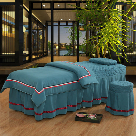KTX-361171 Cotton Beauty Bed Cover for Salon - Casual Twill Design, 180x230cm