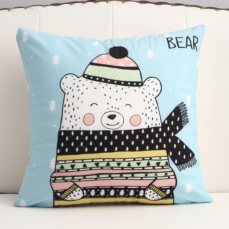 KTX-361299 Cartoon Short Plush Pillow for Home and Outdoor Decoration