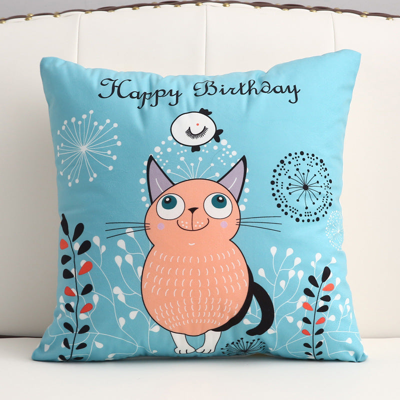 KTX-361299 Cartoon Short Plush Pillow for Home and Outdoor Decoration