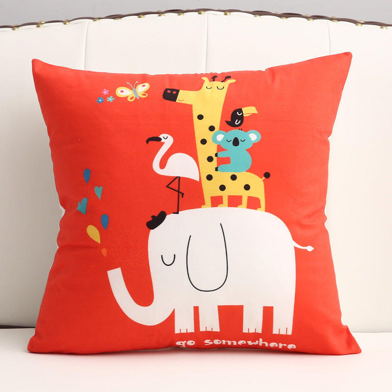 KTX-361299 Cartoon Short Plush Pillow for Home and Outdoor Decoration
