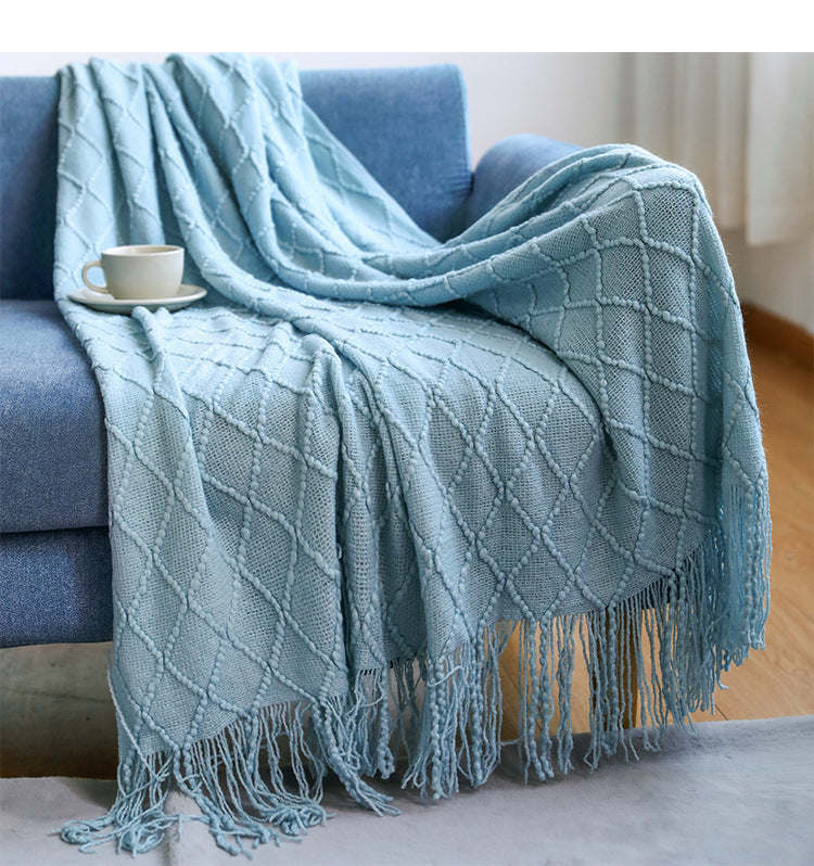 KTX-362323 Nordic Knitted Imitation Cashmere Blanket - Four Seasons Versatile Throw in Multiple Colors