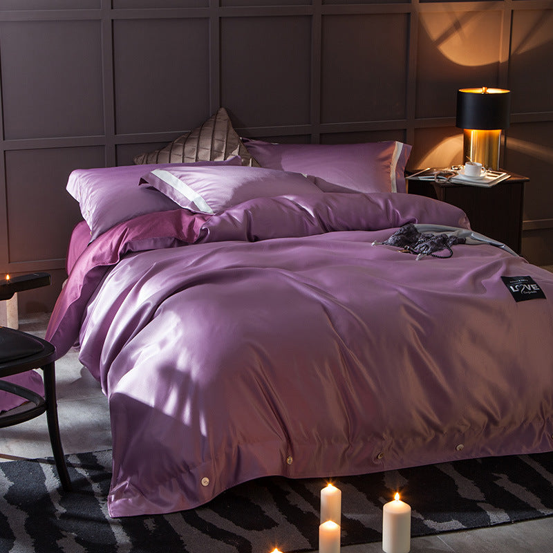 KTX-362387 Cotton Four-Piece Bedding Set with Soft Silk-Like Finish for 1.5m, 1.8m, and 2.0m Beds