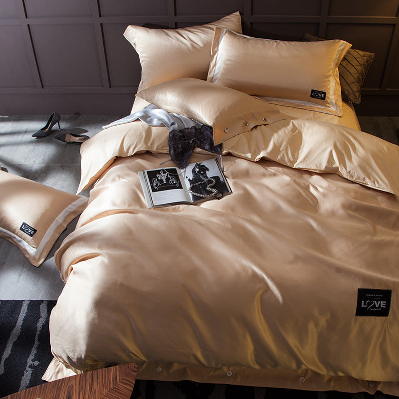 KTX-362387 Cotton Four-Piece Bedding Set with Soft Silk-Like Finish for 1.5m, 1.8m, and 2.0m Beds