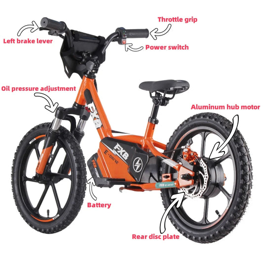 KTX-362963 16-Inch Electric Balance Bike for Kids - 350W No Pedal Bicycle with Rear Hub Motor
