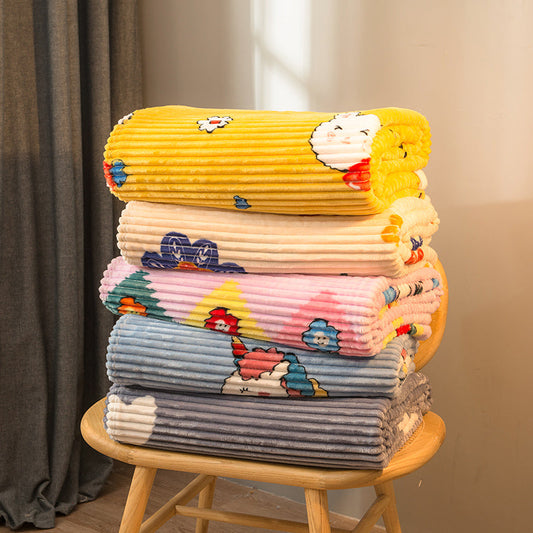 KTX-363539 Cozy Coral Fleece Blanket for All Seasons - Multiple Sizes and Colors Available