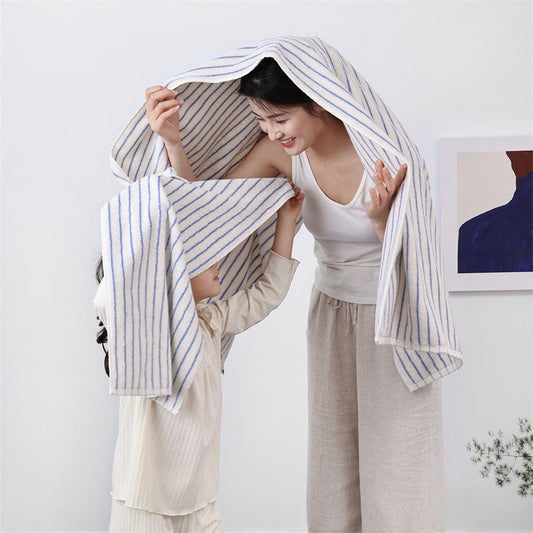 KTX-364115 Absorbent Pure Cotton Striped Towel in Assorted Colors for Bathroom Use