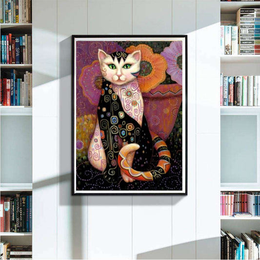 KTX-365779 Cat Diamond Painting Kit - 30x40 cm Full Drill Oil on Canvas Craft for Home Decoration