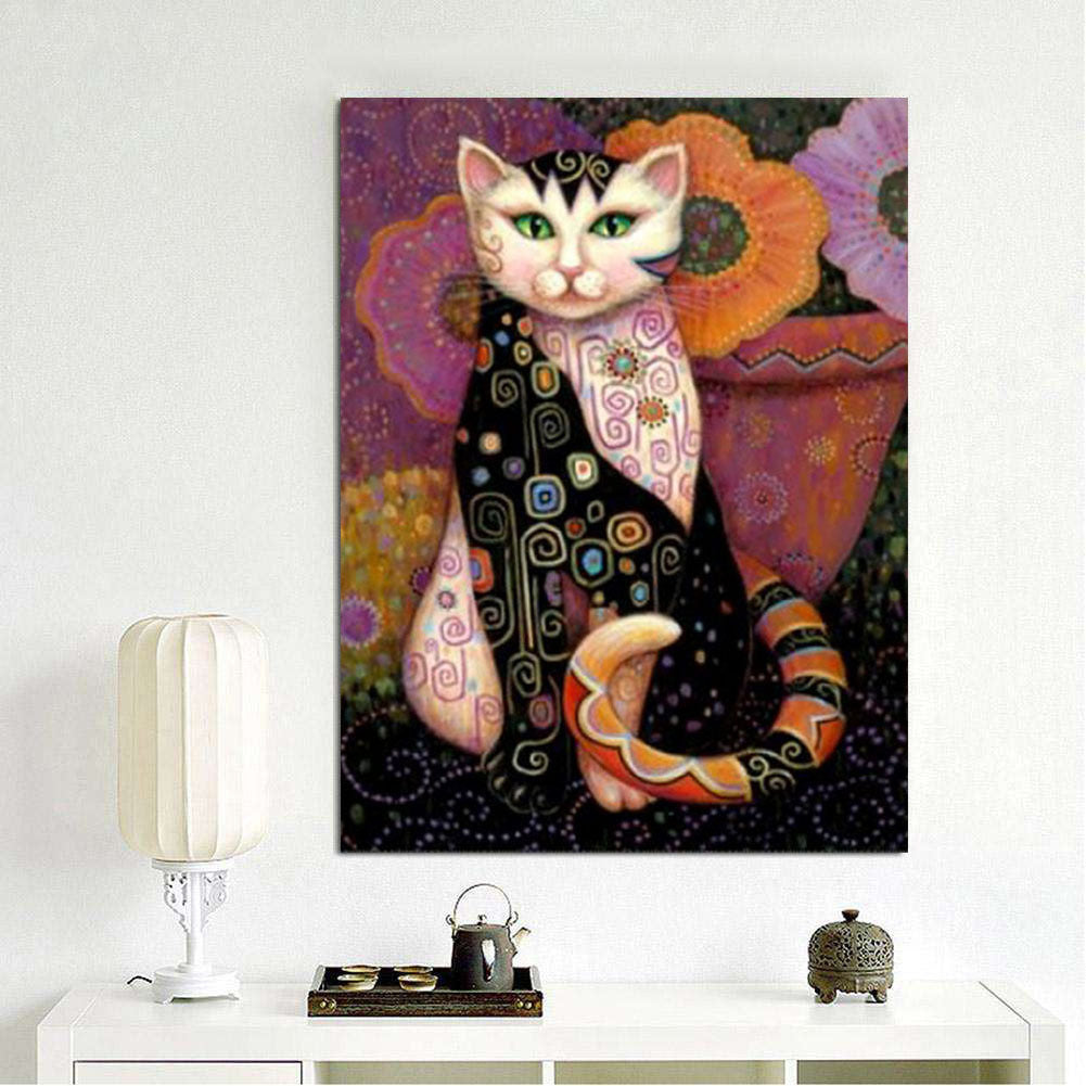 KTX-365779 Cat Diamond Painting Kit - 30x40 cm Full Drill Oil on Canvas Craft for Home Decoration