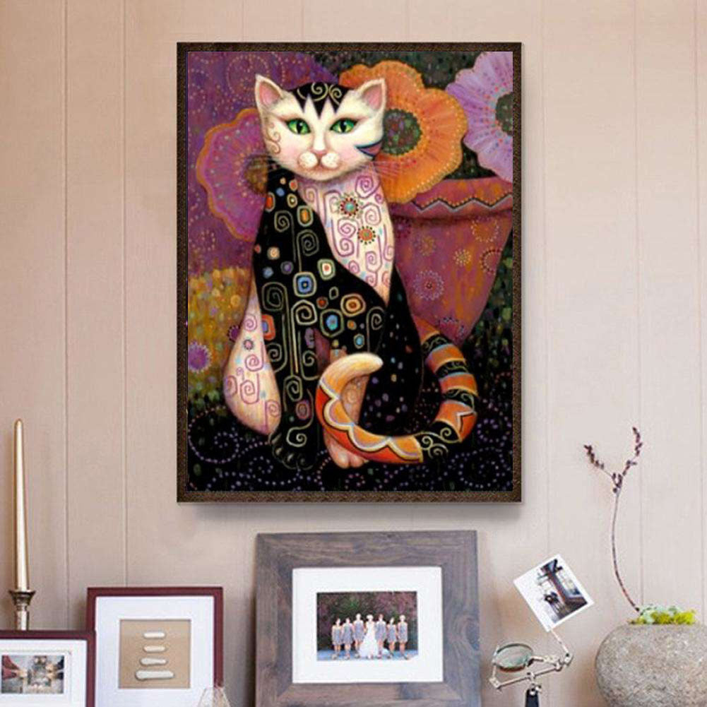 KTX-365779 Cat Diamond Painting Kit - 30x40 cm Full Drill Oil on Canvas Craft for Home Decoration