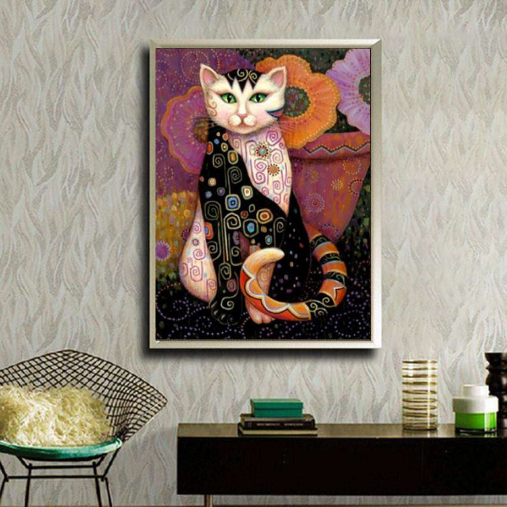 KTX-365779 Cat Diamond Painting Kit - 30x40 cm Full Drill Oil on Canvas Craft for Home Decoration