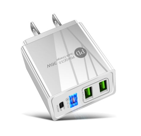 KTX-365907 Dual USB Fast Charge Mobile Phone Charger with PD and Indicator Light