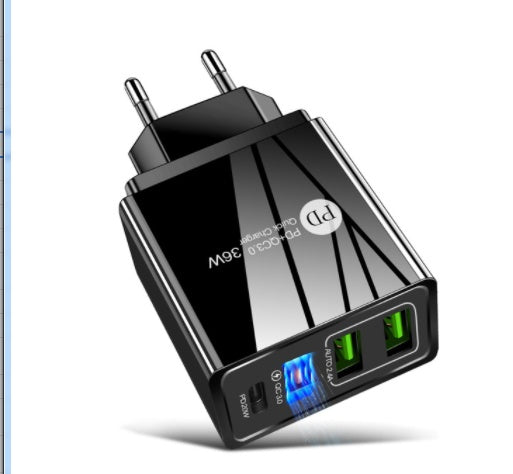 KTX-365907 Dual USB Fast Charge Mobile Phone Charger with PD and Indicator Light