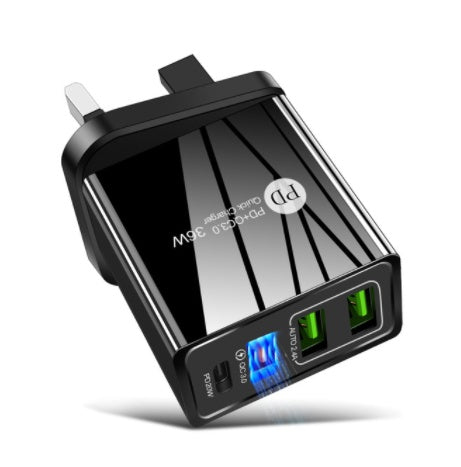 KTX-365907 Dual USB Fast Charge Mobile Phone Charger with PD and Indicator Light