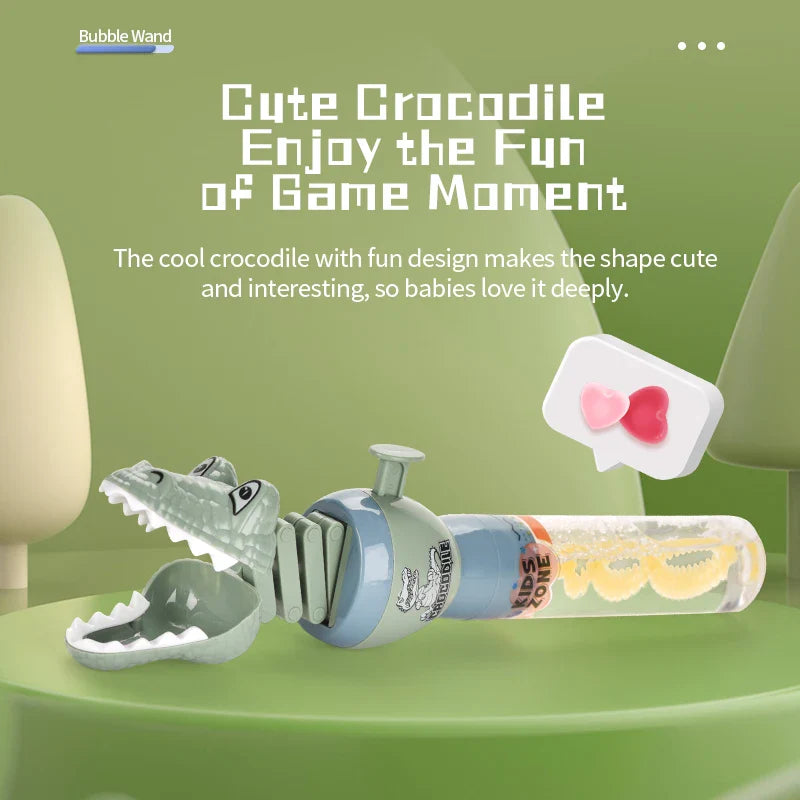 KTX-366099 Crocodile Shape Mini Telescopic Bubble Wand with Bubble Water for Kids
