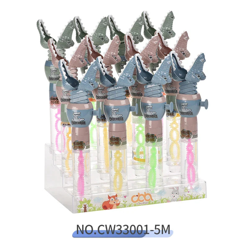 KTX-366099 Crocodile Shape Mini Telescopic Bubble Wand with Bubble Water for Kids
