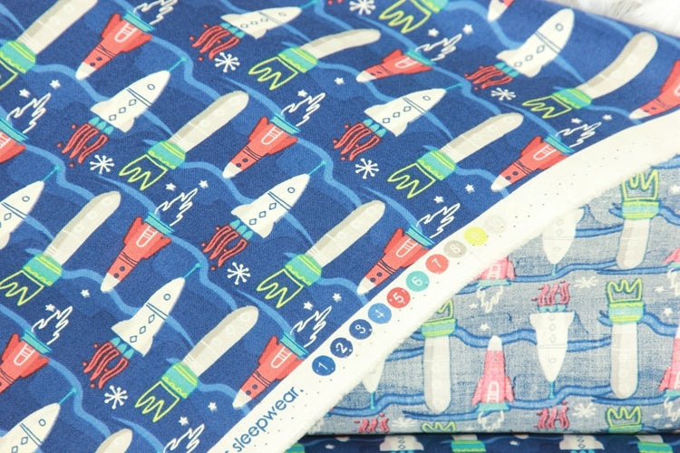 KTX-366803 Nordic Style Rocket Print Cotton Fabric for Handmade DIY Projects - 45cm x 110cm