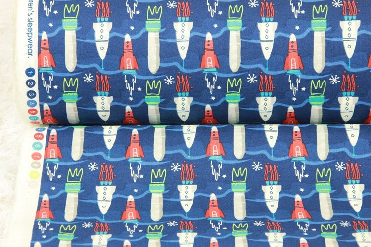 KTX-366803 Nordic Style Rocket Print Cotton Fabric for Handmade DIY Projects - 45cm x 110cm