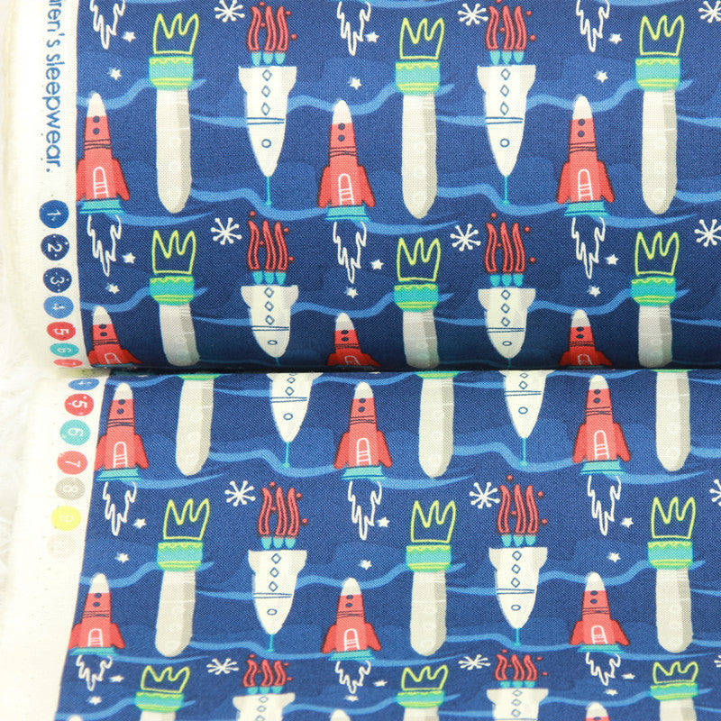 KTX-366803 Nordic Style Rocket Print Cotton Fabric for Handmade DIY Projects - 45cm x 110cm