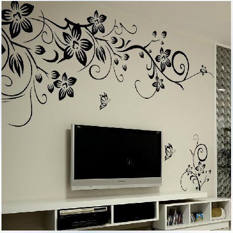 KTX-366931 Floral PVC Wall Sticker Mural Decal - 50x70cm OPP Packaging