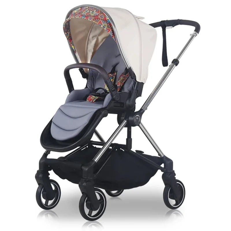 KTX-367187 Folding Baby Stroller with Aluminium Frame and 360-Degree Wheels for Newborns - Two-Way Carriage