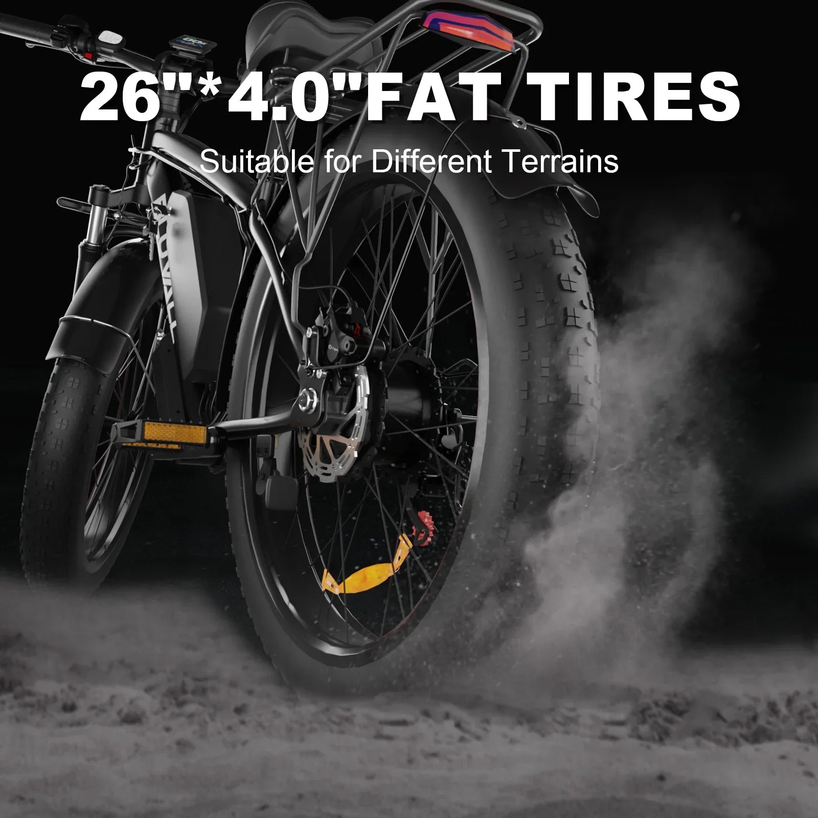 KTX-367699 26" 4.0 Fat Tire Electric Bike, 48V 1000W Motor, 16Ah Battery, 7-Speed Shimano, Hydraulic Disc Brakes, LED Lights