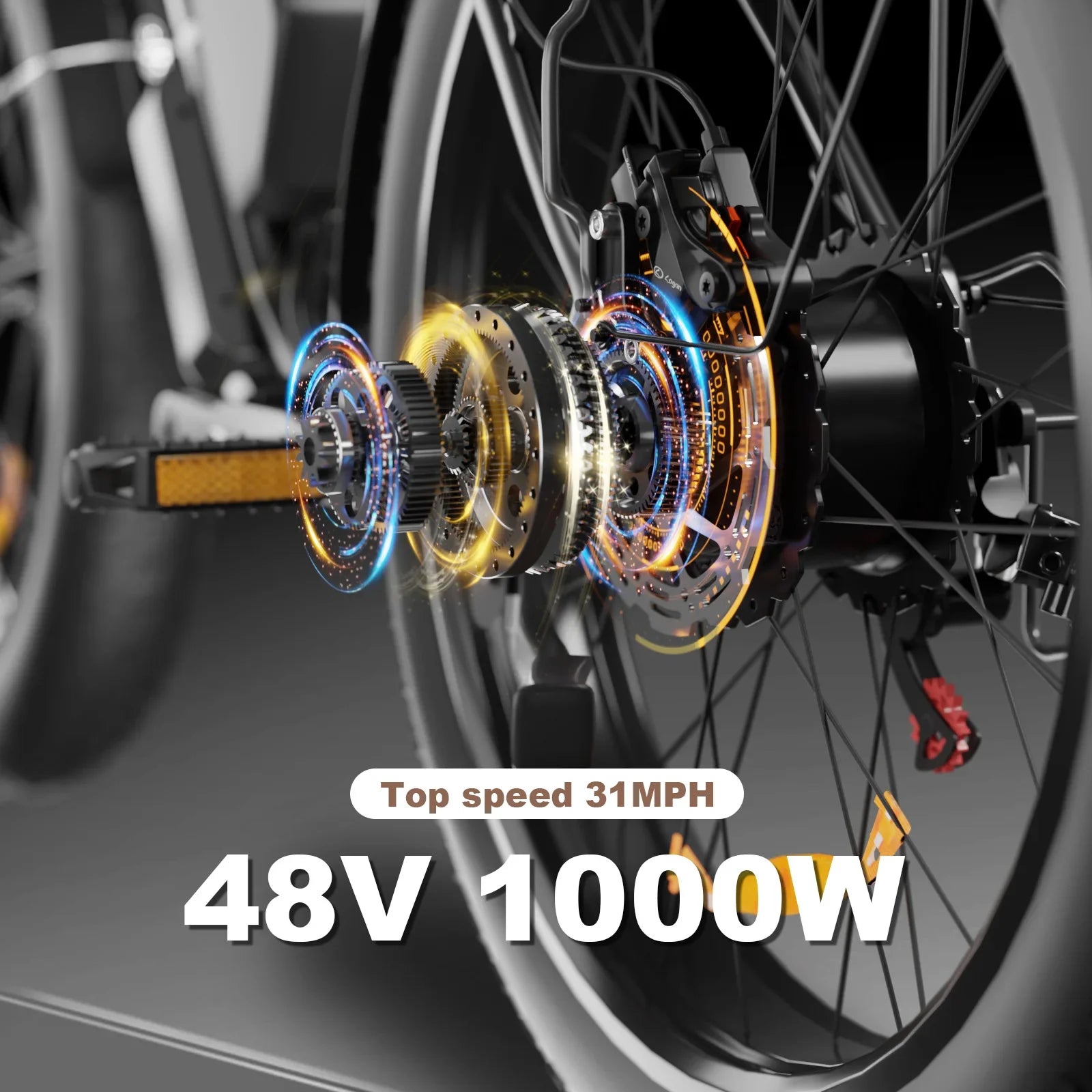 KTX-367699 26" 4.0 Fat Tire Electric Bike, 48V 1000W Motor, 16Ah Battery, 7-Speed Shimano, Hydraulic Disc Brakes, LED Lights