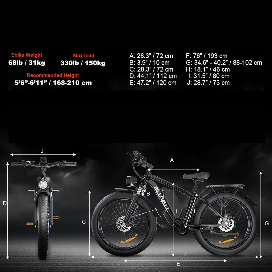 KTX-367699 26" 4.0 Fat Tire Electric Bike, 48V 1000W Motor, 16Ah Battery, 7-Speed Shimano, Hydraulic Disc Brakes, LED Lights