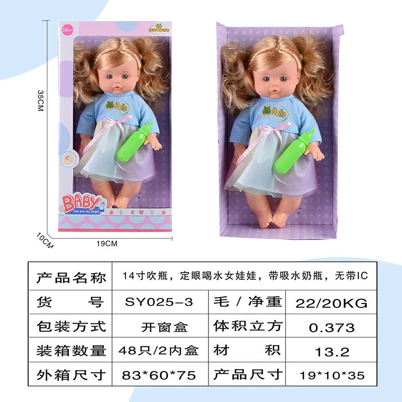 KTX-367827 14 Inch Silicone Reborn Doll with Drinking Water Feature - Educational Pretend Play Toy for Kids