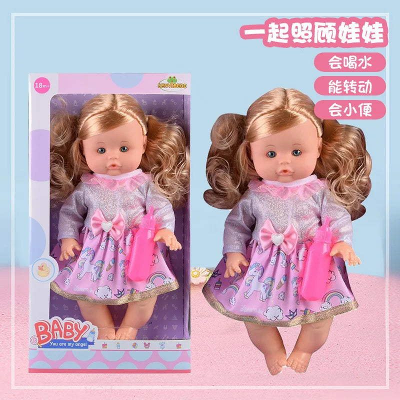 KTX-367827 14 Inch Silicone Reborn Doll with Drinking Water Feature - Educational Pretend Play Toy for Kids