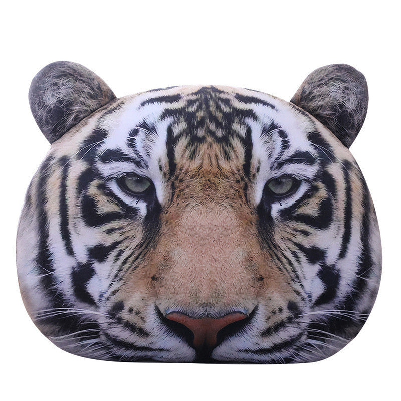 KTX-367827 Plush Tiger Headrest Pillow with Soft Short Plush Filling