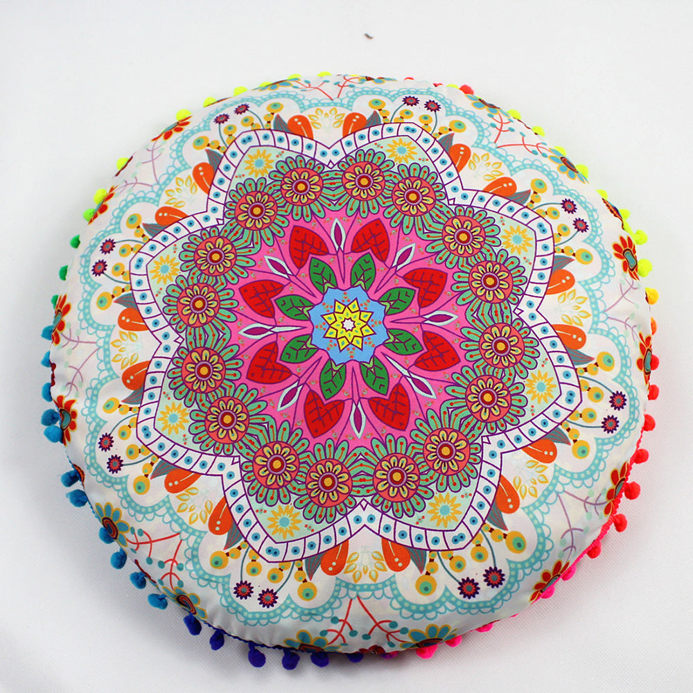 KTX-367955 Floral Round Cushion Cover - 43cm Diameter, Various Colorful Designs
