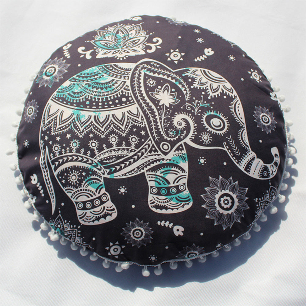 KTX-367955 Floral Round Cushion Cover - 43cm Diameter, Various Colorful Designs
