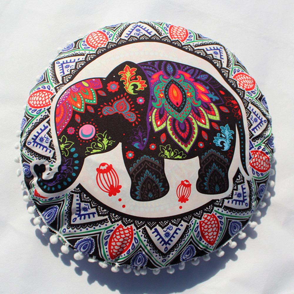 KTX-367955 Floral Round Cushion Cover - 43cm Diameter, Various Colorful Designs