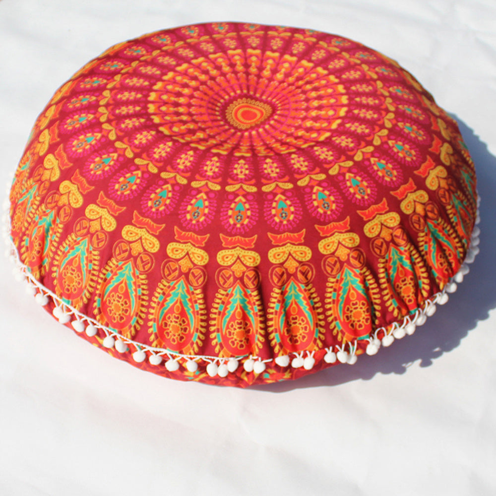 KTX-367955 Floral Round Cushion Cover - 43cm Diameter, Various Colorful Designs