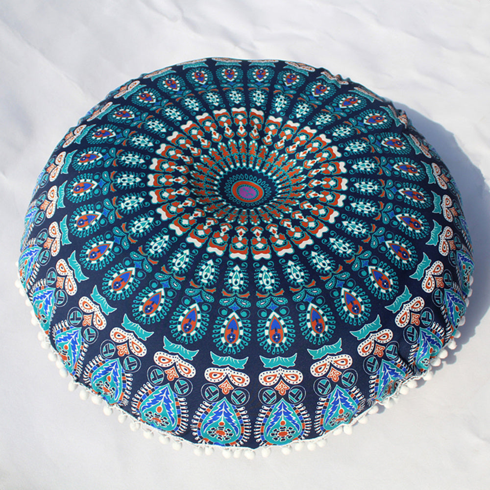 KTX-367955 Floral Round Cushion Cover - 43cm Diameter, Various Colorful Designs