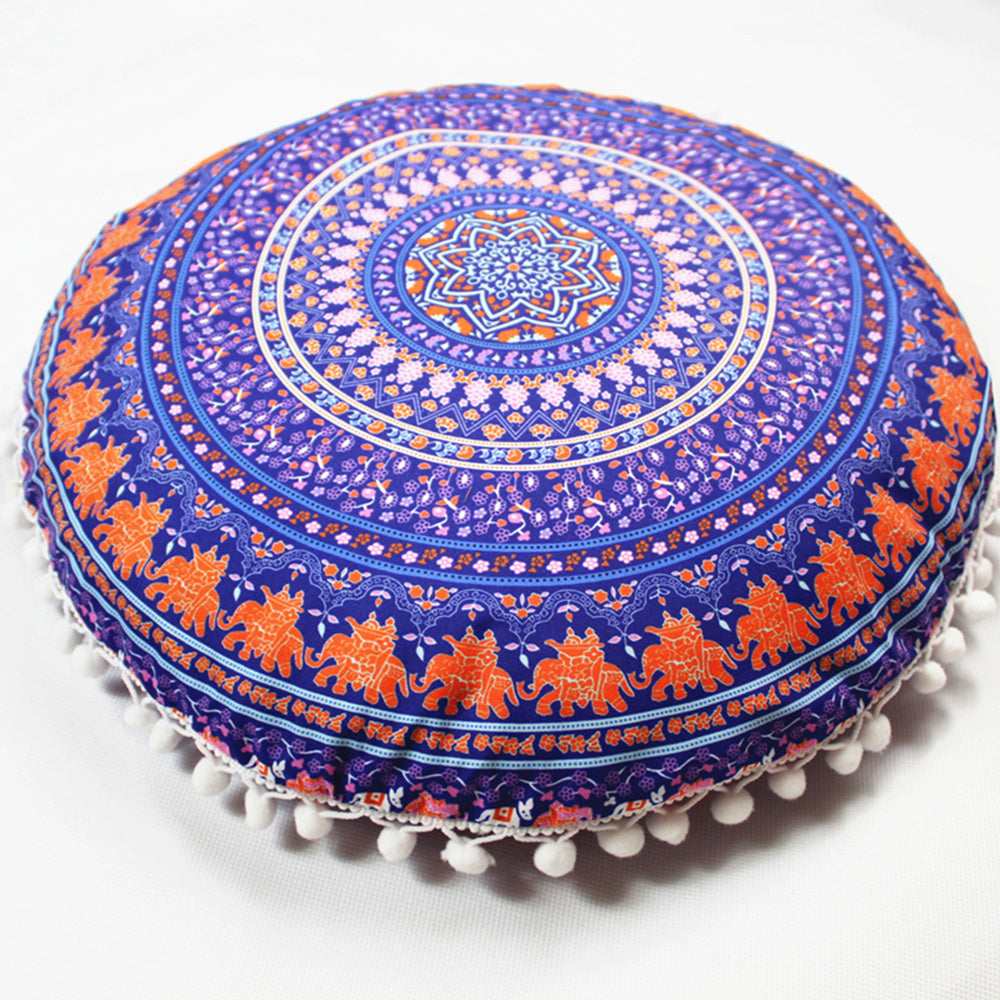 KTX-367955 Floral Round Cushion Cover - 43cm Diameter, Various Colorful Designs