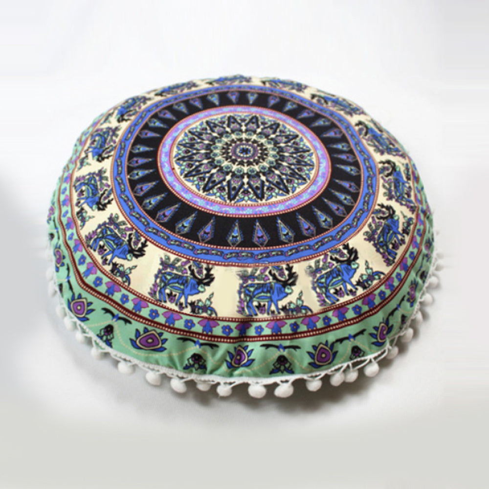KTX-367955 Floral Round Cushion Cover - 43cm Diameter, Various Colorful Designs